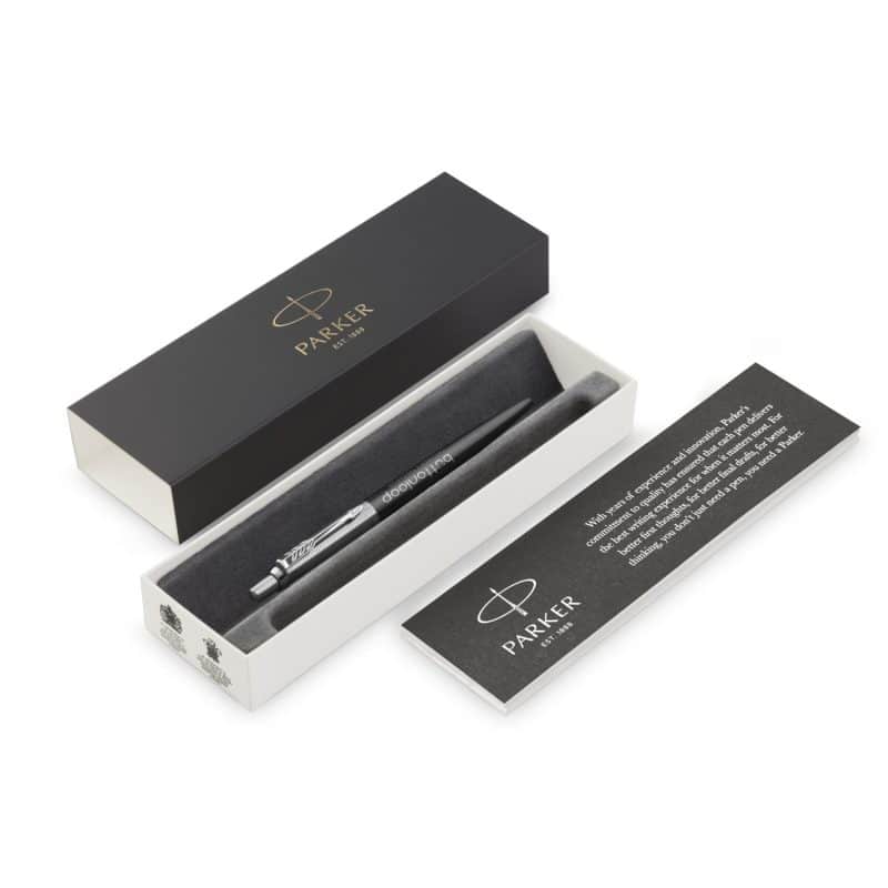 Custom Parker Jotter London Stainless Steel Ballpoint - Black - Chrome Trim - 3