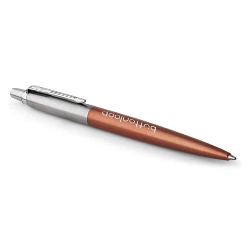 Custom Parker Jotter London Stainless Steel Ballpoint - Chelsea Orange - Chrome Trim - 3