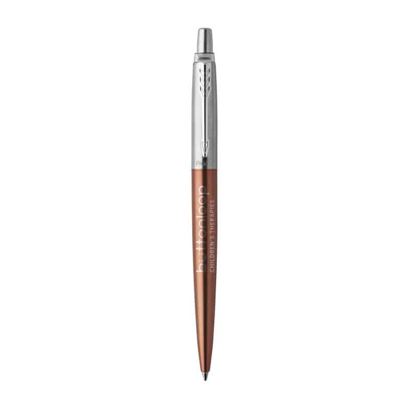Custom Parker Jotter London Stainless Steel Ballpoint - Chelsea Orange - Chrome Trim