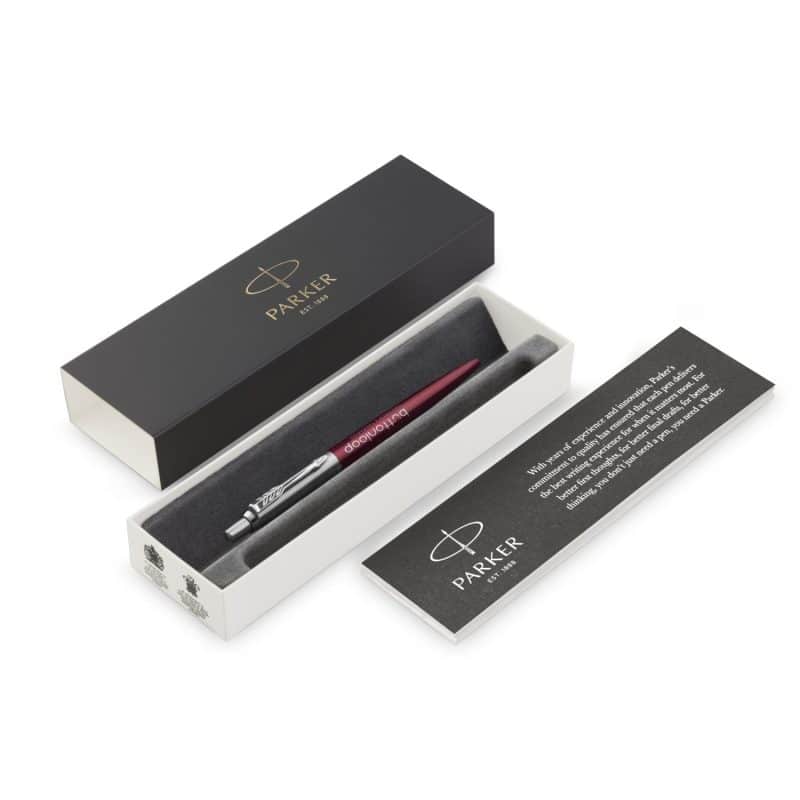 Custom Parker Jotter London Stainless Steel Ballpoint - Kensington Red - Chrome Trim - 2