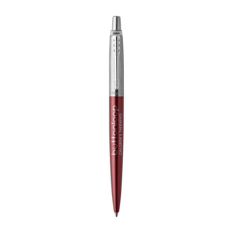 Custom Parker Jotter London Stainless Steel Ballpoint - Kensington Red - Chrome Trim