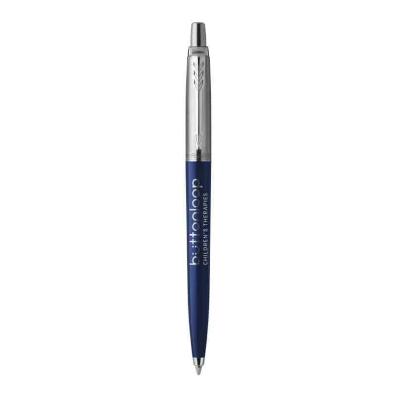 Custom Parker Jotter London Stainless Steel Ballpoint - Royal Blue - Chrome Trim
