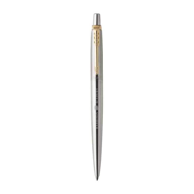 Custom Parker Jotter London Stainless Steel Ballpoint - Stainless Steel-Gold Trim - 1