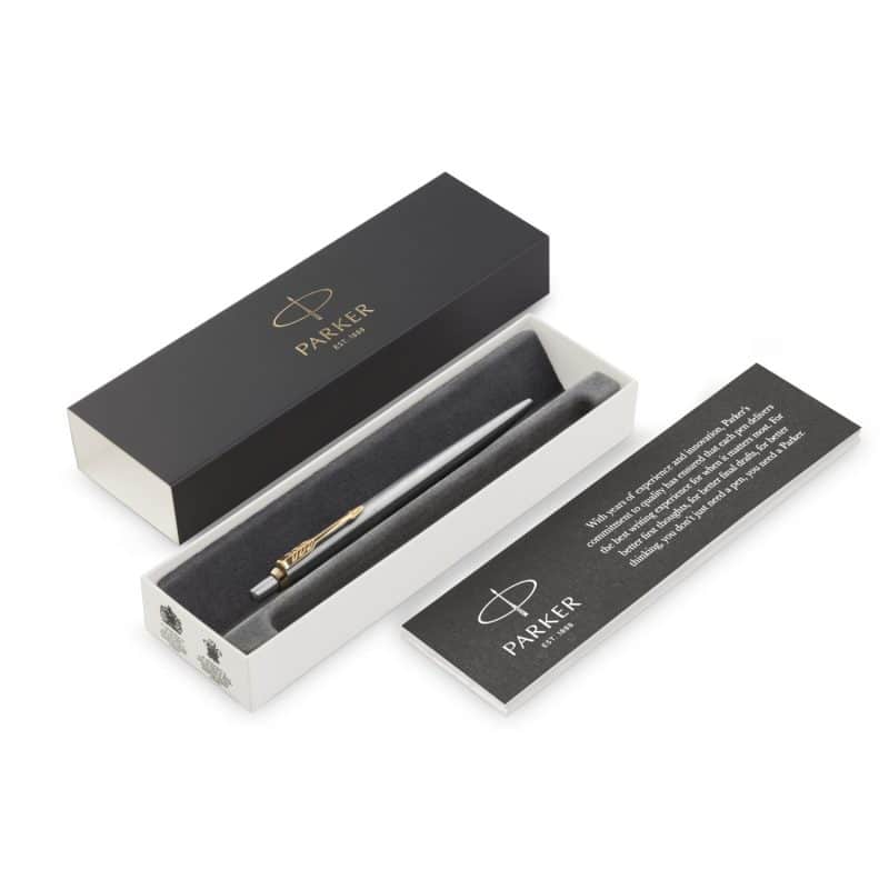 Custom Parker Jotter London Stainless Steel Ballpoint - Stainless Steel-Gold Trim - 2
