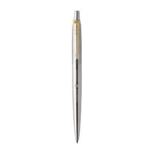 Custom Parker Jotter London Stainless Steel Ballpoint - Stainless Steel-Gold Trim