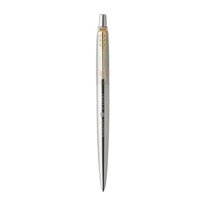 Custom Parker Jotter London Stainless Steel Ballpoint - Stainless Steel-Gold Trim