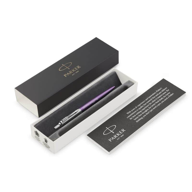 Custom Parker Jotter London Stainless Steel Ballpoint - Victoria Violet - Chrome Trim - 2